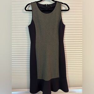 J Crew Dress Navy Blue Gray Color Block Sleeveless A-line Flared Hem